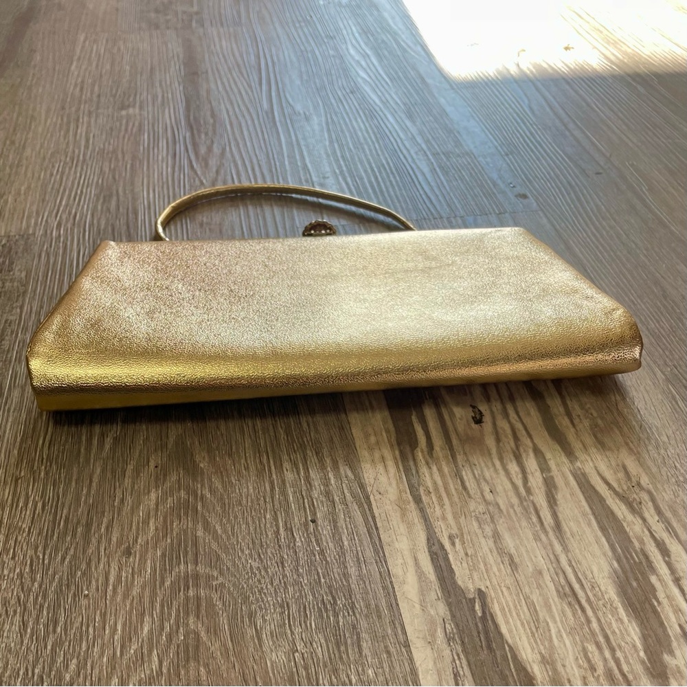 Vintage Gold Foil Metallic Snap Lock Mini Bag Purse - Picture 6 of 16